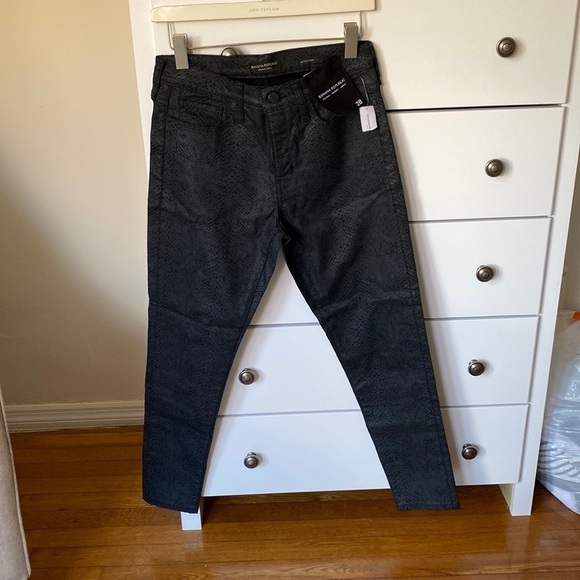Banana Republic Mid-Rise Skinny Ankle Snakeskin Jeans, black, grey, Size 28 - Picture 2 of 7